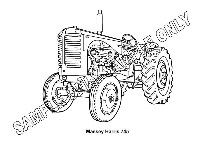 Murray Parker sketch (mounted) - massey harris 745 tractor