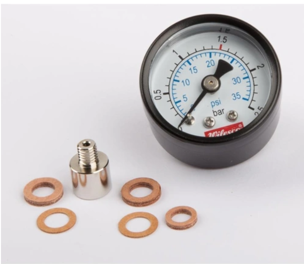 Wilesco pressure gauge 30 mm dia, M6 rear thread entry