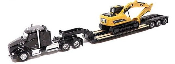 Caterpillar Semi Truck with Lowboy Trailer & Caterpillar Machine - V1