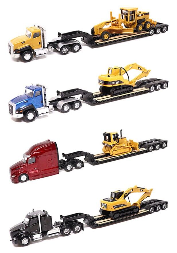 Semi truck with lowboy trailer & Caterpillar machine