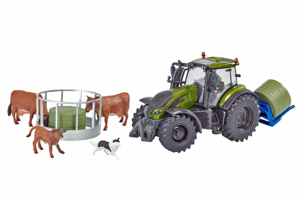 Valtra t-series tractor with rear bale lifter, and farmyard accessories