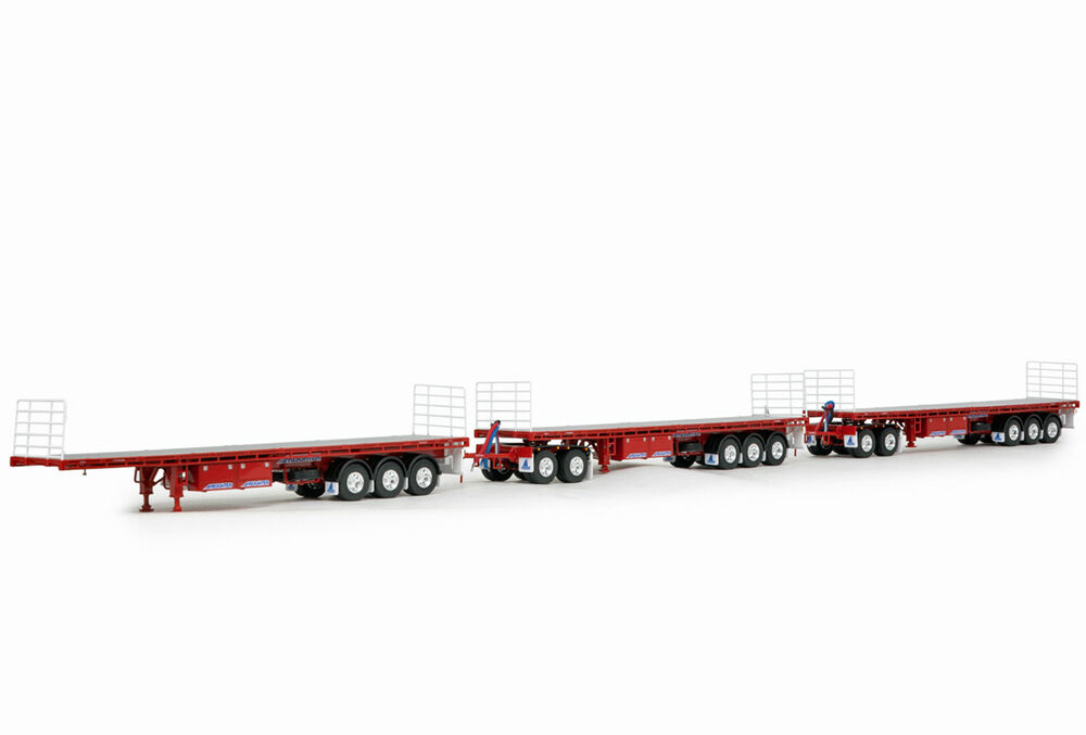 FREIGHTER FLAT BED ROAD TRAIN TRAILER SET (3 trailers + 2 dollys ...