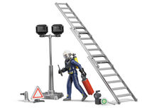 BRUDER FIRE FIGHTER SET (Fireman, ladder, light, accessories)