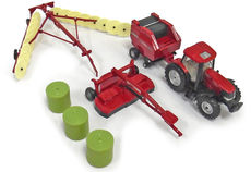 HAY HARVEST SET with PUMA 210 TRACTOR RB564 BALER 8312 MoCo RAKE