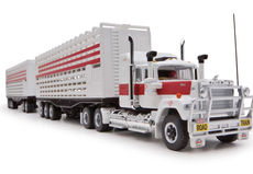 MACK SUPERLINER ROAD TRAIN CATTLE TRUCK with 2 TRAILERS  whitered