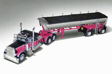 PETERBILT 379 PRIME MOVER with HALF PIPE TIPPING TRAILER black + plum