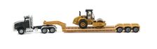 Semi Truck with Lowboy Trailer and Caterpillar Diecast Machine