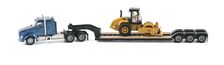 Semi Truck with Lowboy Trailer and Caterpillar Diecast Machine